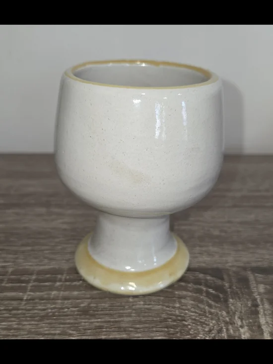 Louisville Stoneware Goblet Floral Yellow Footed Made in kentucky 4" - Picture 3 of 7